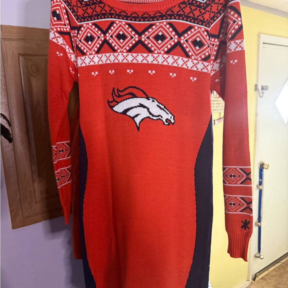 Orange & Navy Denver Broncos Long-Sleeve Knit Team Dress